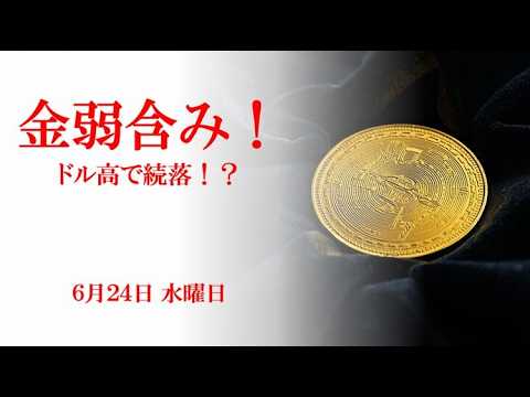 金弱含み！ドル高で続落！６月24日 水曜日