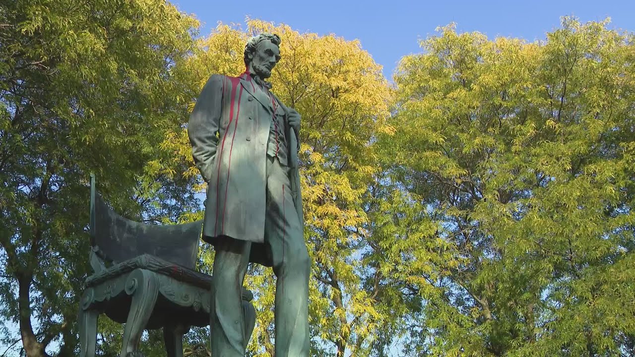 Lincoln statue vandalized as a part of message on Columbus Day YouTube