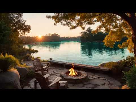 Peaceful Lakefront Fire Pit with Tropical Nature Sounds and Calm Relaxing Ambience