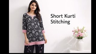 kurti cutting and stitching/ kurti neck design with jeans short kurti...