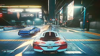 Cyberpunk 2077 - Supercar Street Racing In Night City - 4k Max Settings RTX 3090! screenshot 2