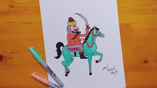 رسم حصان المولد بطريقه سهله ورائعه خطوه بخطوه
