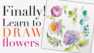 You Can Learn to Draw Flowers and Add Watercolor