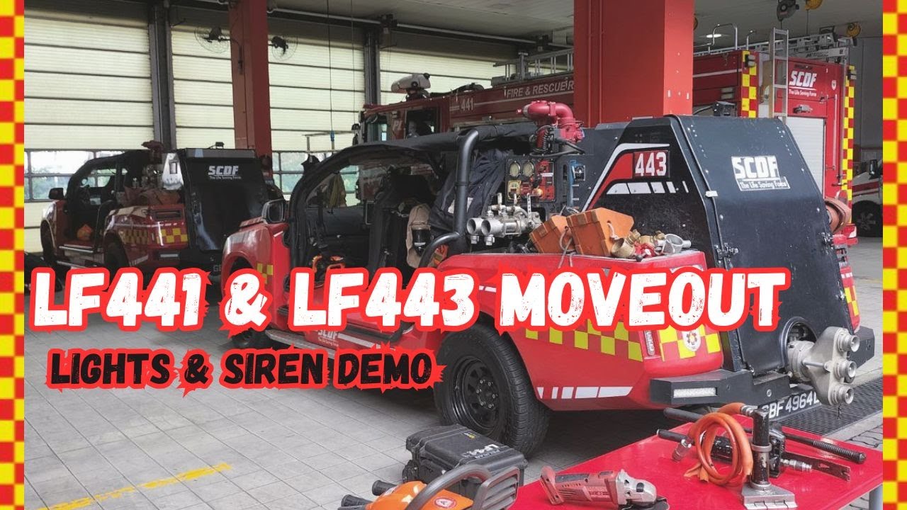 (SCDF) LF441 & LF443 moveout with lights and sirens!! - YouTube