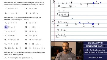 Big Ideas Math [IM1]: 2.2 - Solving Inequalities Using Addition/Subtraction (Lecture & Problem Set)