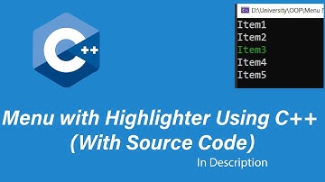 2. How to create menu using C++  | Menu with Highlighter | Menu in C++