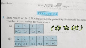 Ncert Math Class 12// Chapter 13,Ex.13.4(Q1 To Q5)Random Variable And It