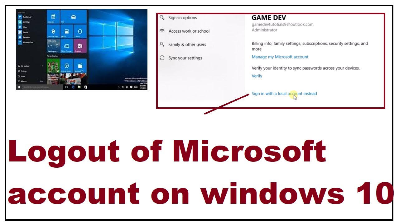 How To Logout Of Microsoft Account On Windows 10 Youtube