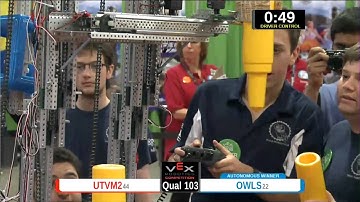 2015 VEXU Q103 - UTVM2 vs OWLS - 18 to 29-Division Div-VEX U-VEX Worlds 2015