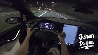 Night pov test drive video of the 2018 tesla model x p100d. p100d has
a battery 100 kwh and goes from 0-100 km/h in 3,1 sec. it has...