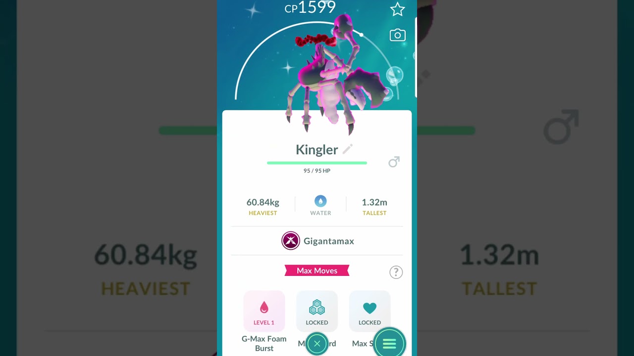 !shiny! kingler gigantamax pokemon go
