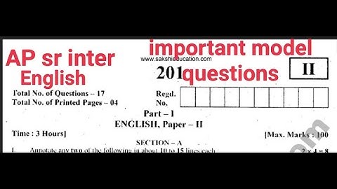AP sr.Intermediate ENGLISH important model questions 2022||sr inter model paper English 2022||