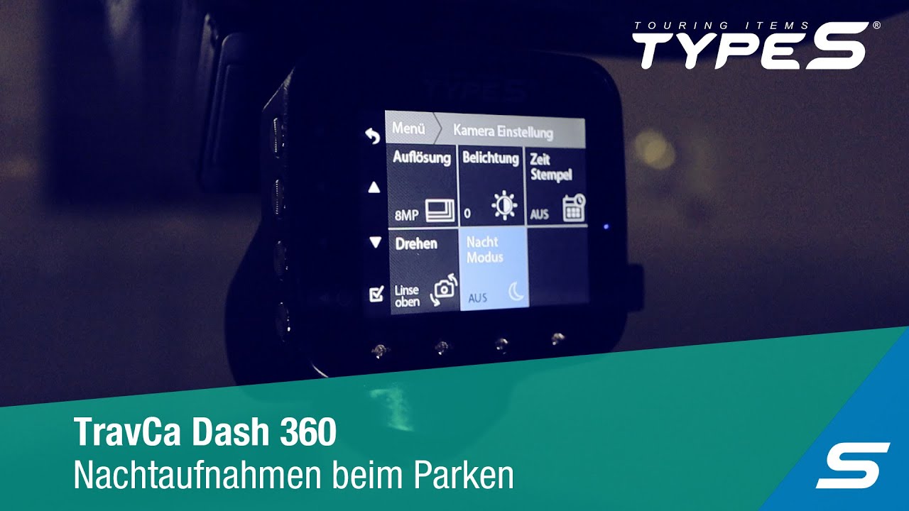 Aufnahme beim Parken im Dunklen mit der TravCa Dash 360, der ultimativen Full  HD 360 Grad Dashcam 