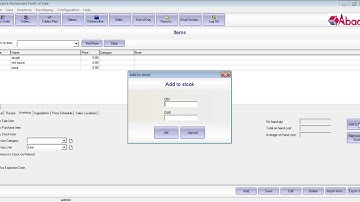 Abacre Restaurant Point of Sale: simple inventory example (pizza and two ingredients)