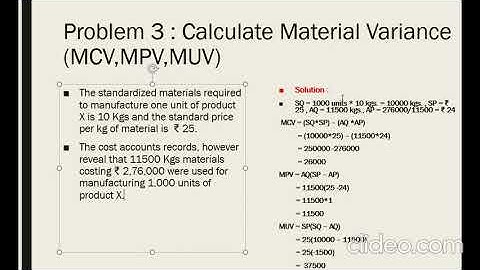 BCOM VI SEM - STANDARD COSTING PROBLEMS (MATERIAL VARIANCE)