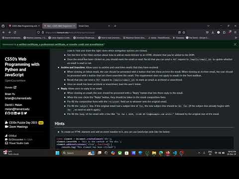 Project 3 Email Client Harvard CS50