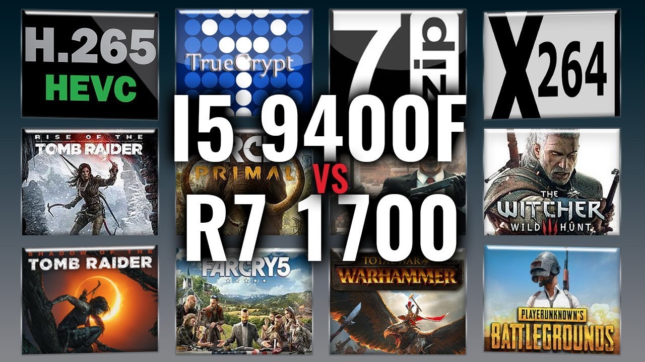 Intel i5 9400F vs Ryzen 7 1700 Benchmarks | Test Review | Comparison | Gaming | 13 Tests