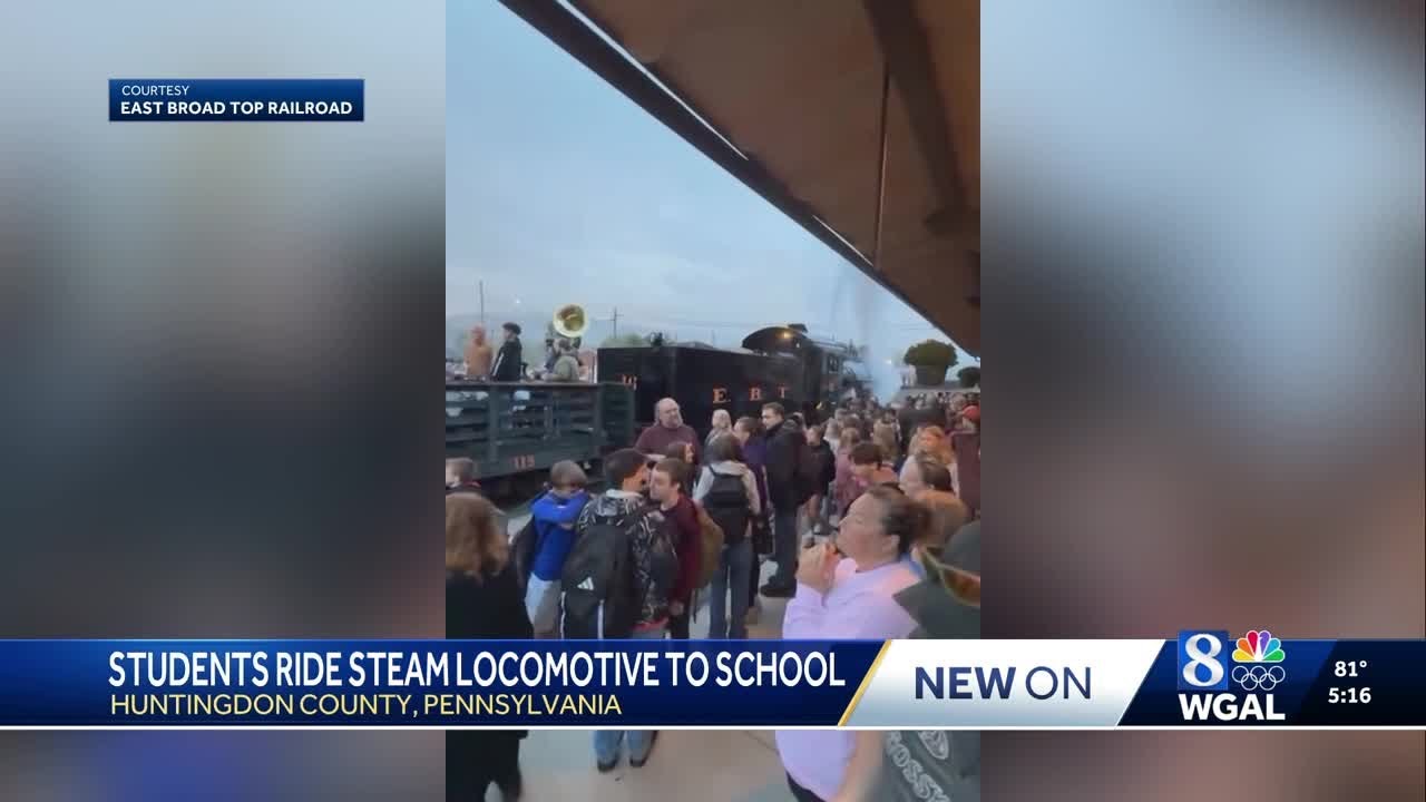 Pa. students ride century-old steam locomotive to school