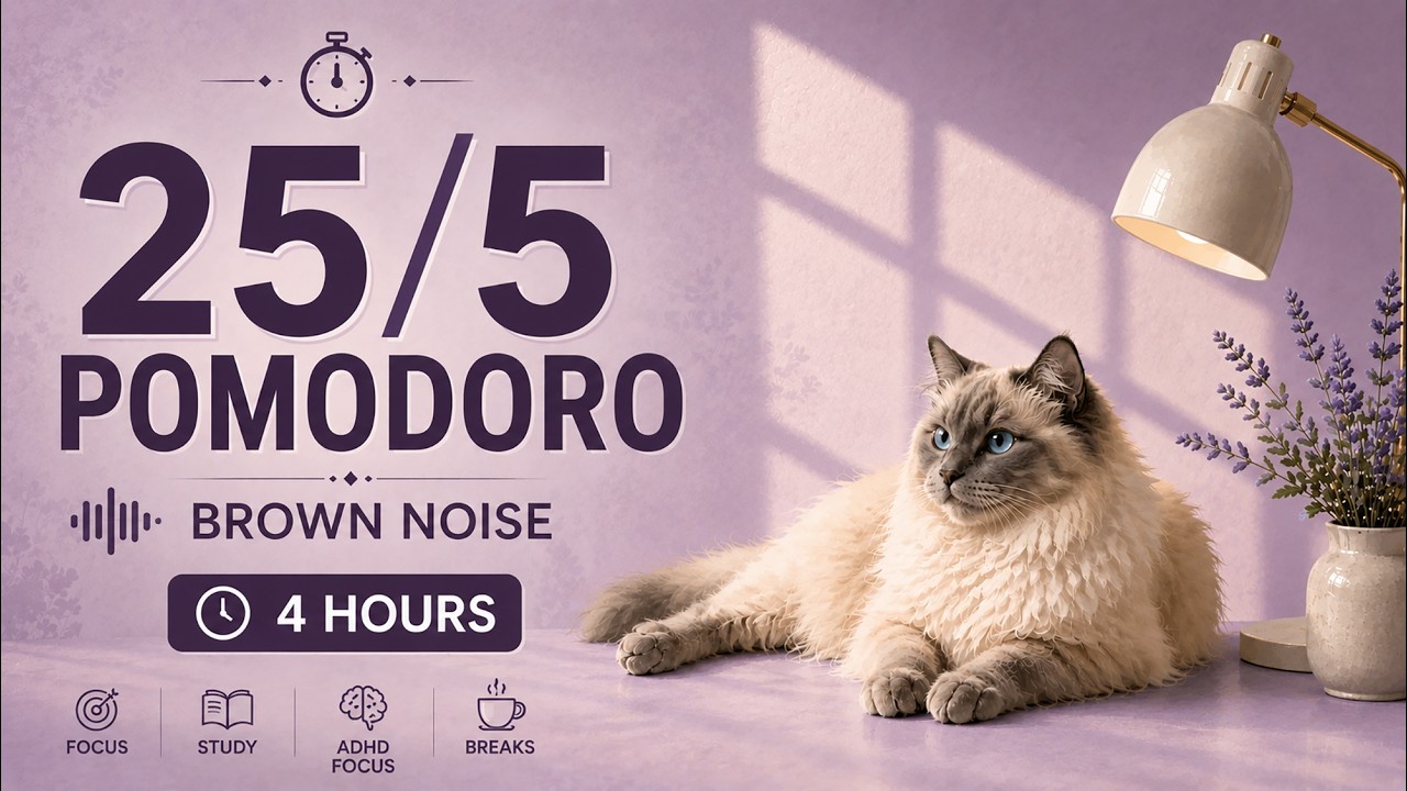 ⏰ 25/5 Pomodoro Timer with Brown Noise | Deep Focus for Studying & ADHD ...