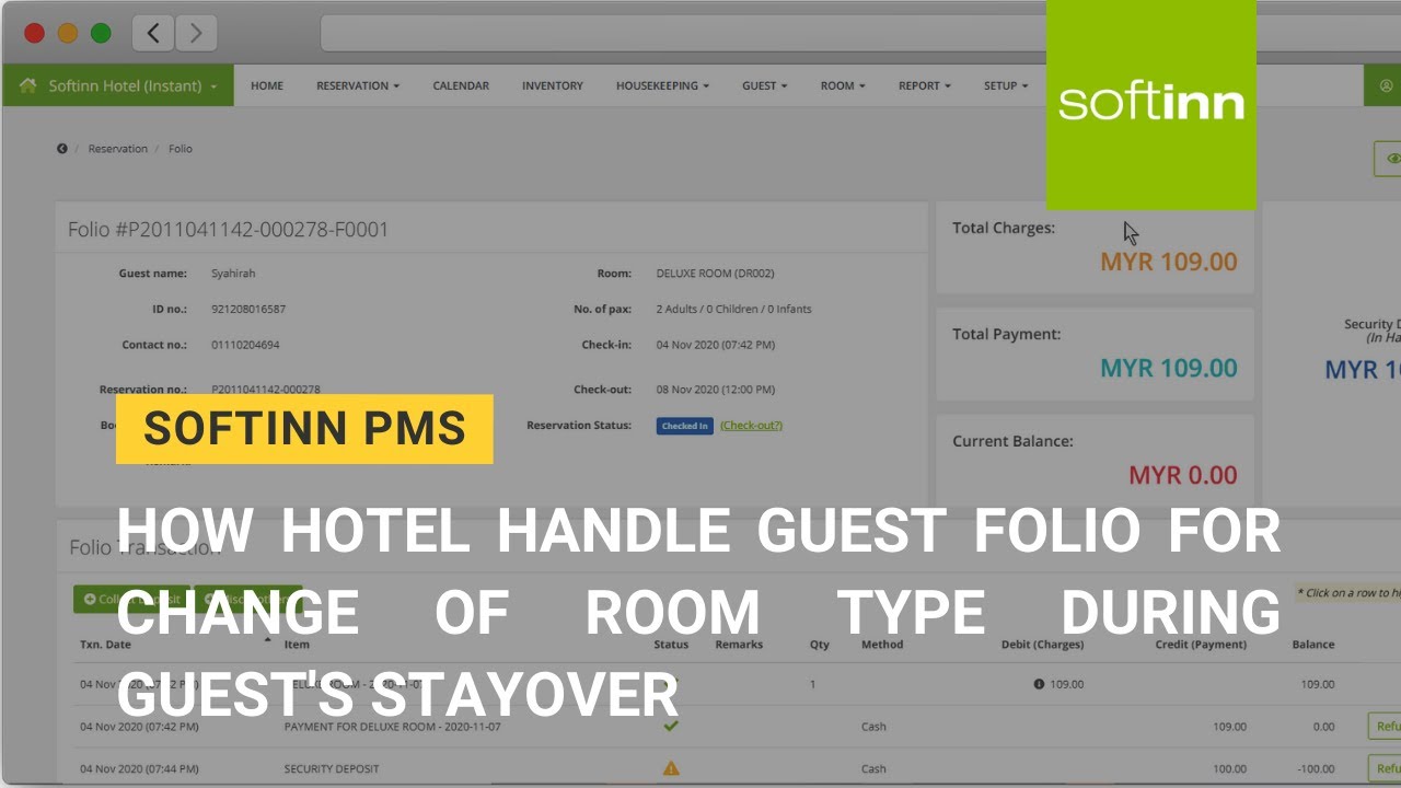 [OBSOLETE]How Hotel Handle the Guest Folio for Change of Room Type During Guest's Stayover(HotelPMS)