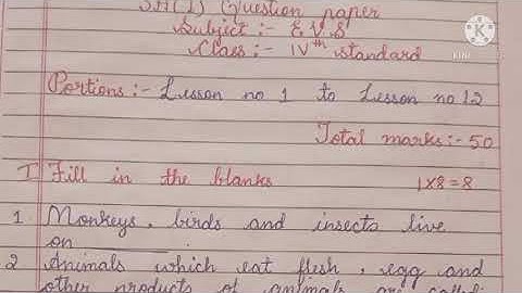 Model question paper Class 4 EVS SA 1 ( Summative assessment 1) Karnataka state syllabus