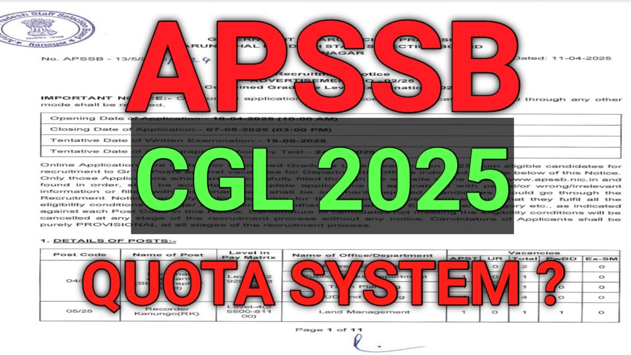 APSSB CGL 2025 DISTRICT QUOTA HOGA ? | APSSB NEW NOTIFIACTION