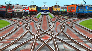 🇮🇳All Electric Trains Crossing By Realistic Curves Railroad Tracks | indian railways crossing gates 