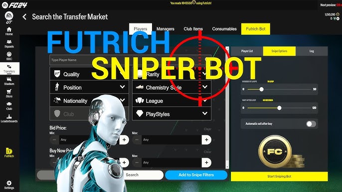 Futinator+ for EA Sports FC 24, Autobuyer, Safest sniping bot