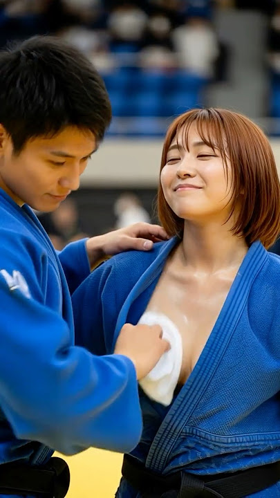 先輩に汗を拭いてもらう柔道家 #ai #athlete #judo #sports #美女