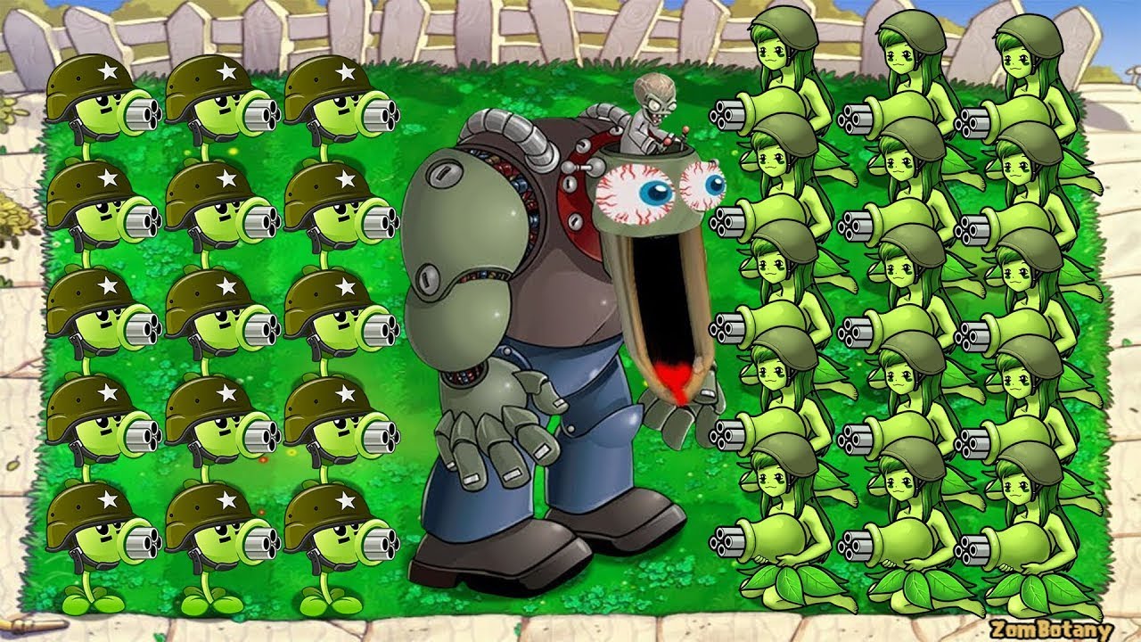 999 Gatling Pea Girl Vs 999 Team Pea Attack Dr Zomboss Plants Vs ...