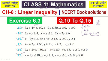 CH-6 : Linear Inequality | Exercise 6.3 | Q.10 To Q.15 | CLASS 11 Mathematics