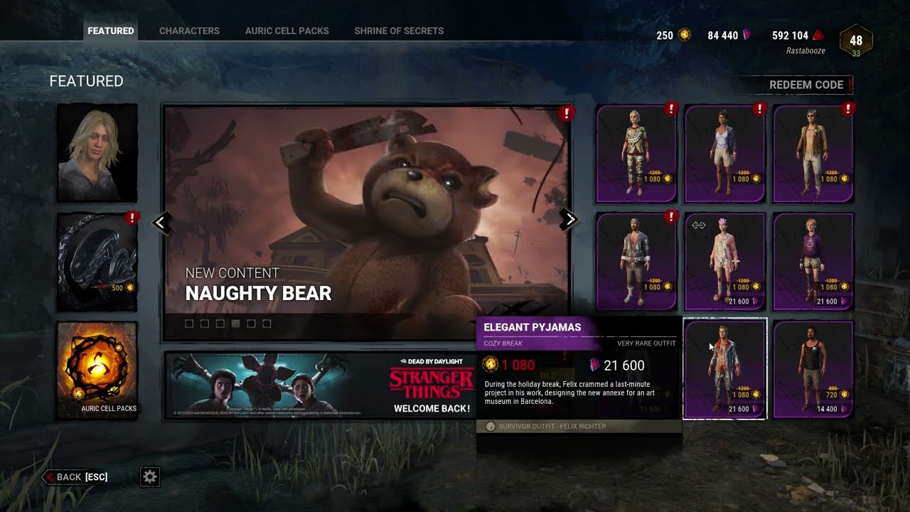 Unlocking ELEGANT PYJAMAS on Felix Richter - Dead by Daylight