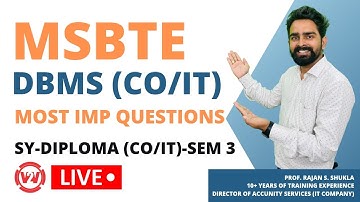 Day 3 - MSBTE (BOARD) | IMPORTANT QUESTIONS | SEM 3 | DBMS (CO/IT) | V2V