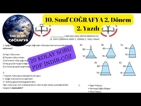 10.Sınıf Coğrafya 2. Dönem 2. Yazılı -kolay- 20 soru