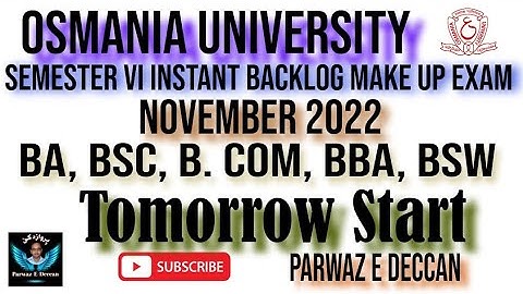 OU SEMESTER VI INSTANT BACKLOG MAKE UP EXAM