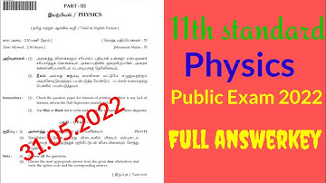 11th physics Answerkey 2022_11th std physics Public exam 2022 Answerkey