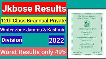 Jkbose 12th Class Bi-annual Private Result || Jammu and Kashmir Division #result