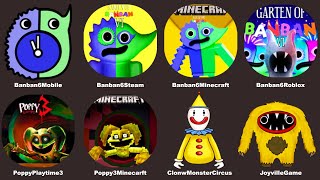 Garten of Banban 6 Mobile+Roblox+Minecraft,Poppy Playtime Chapter 3 Minecraft,Joyville,Clown Monster