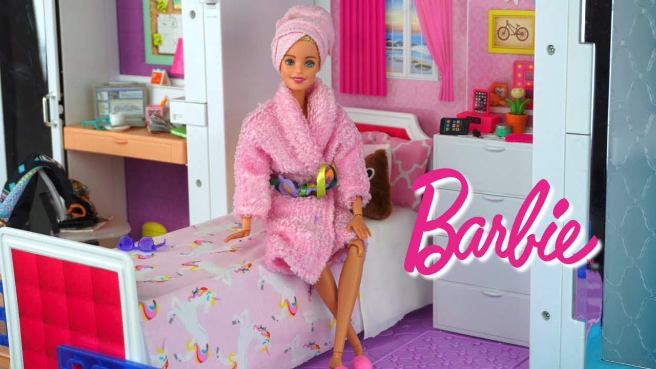 Barbie House Bedroom Morning Routine 