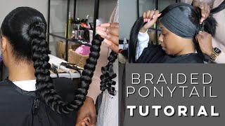 MY TECHNIQUES! SLEEK MID BACK BRAIDED PONYTAIL!| NATURAL HAIR TO SLEEK| iamroxybennett Ponytails