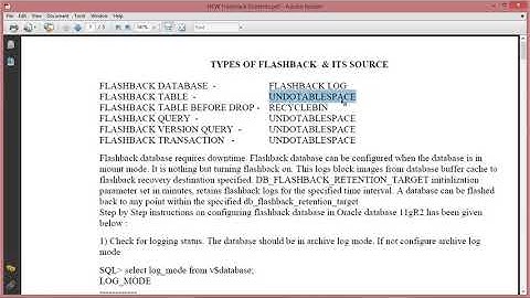 FLASHBACK & Its Types #Flashback #Oracle