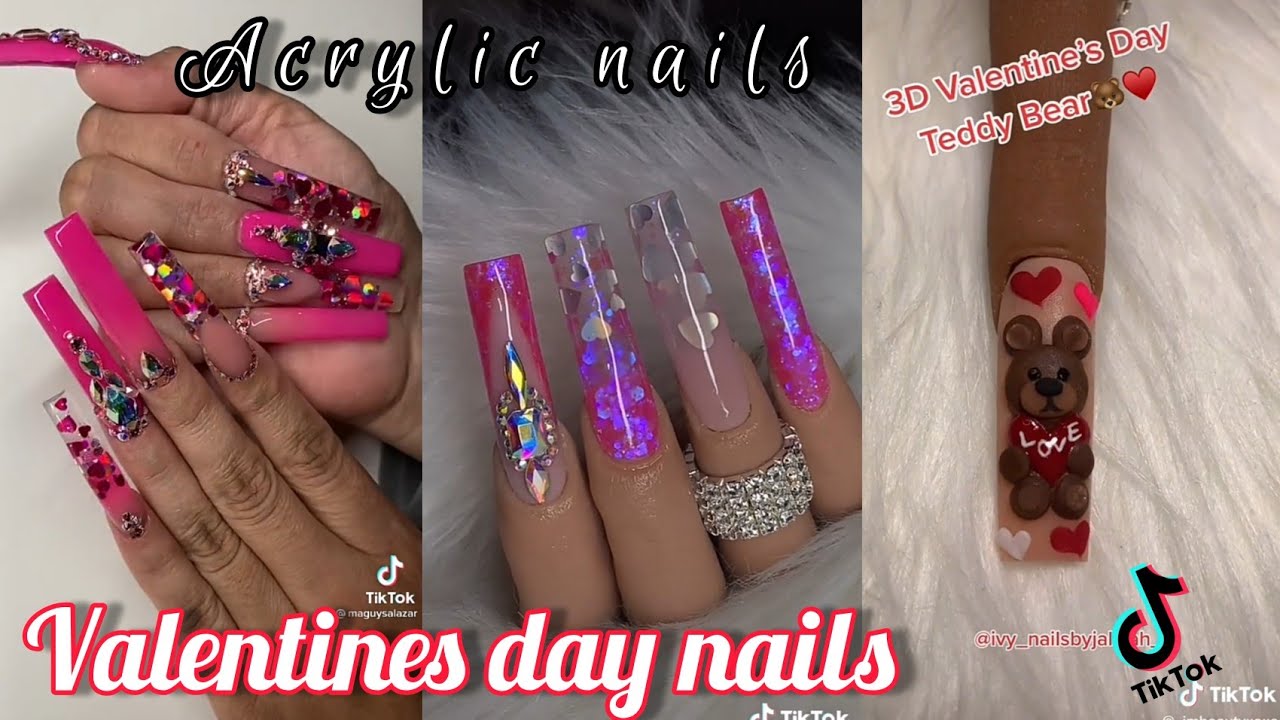 The Best Tiktok Valentine S Day Nail Art Design Compilation 2 Gel Nail Inspo Youtube