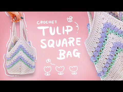 Tulip Bag🌷Sturdy with Basic Cotton.ᐟ [Crochet/How-to Tutorial