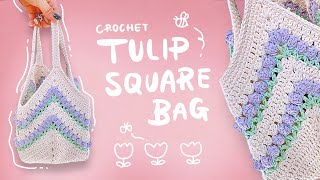 Tulip Bag🌷Sturdy with Basic Cotton.ᐟ [Crochet/How-to Tutorial
