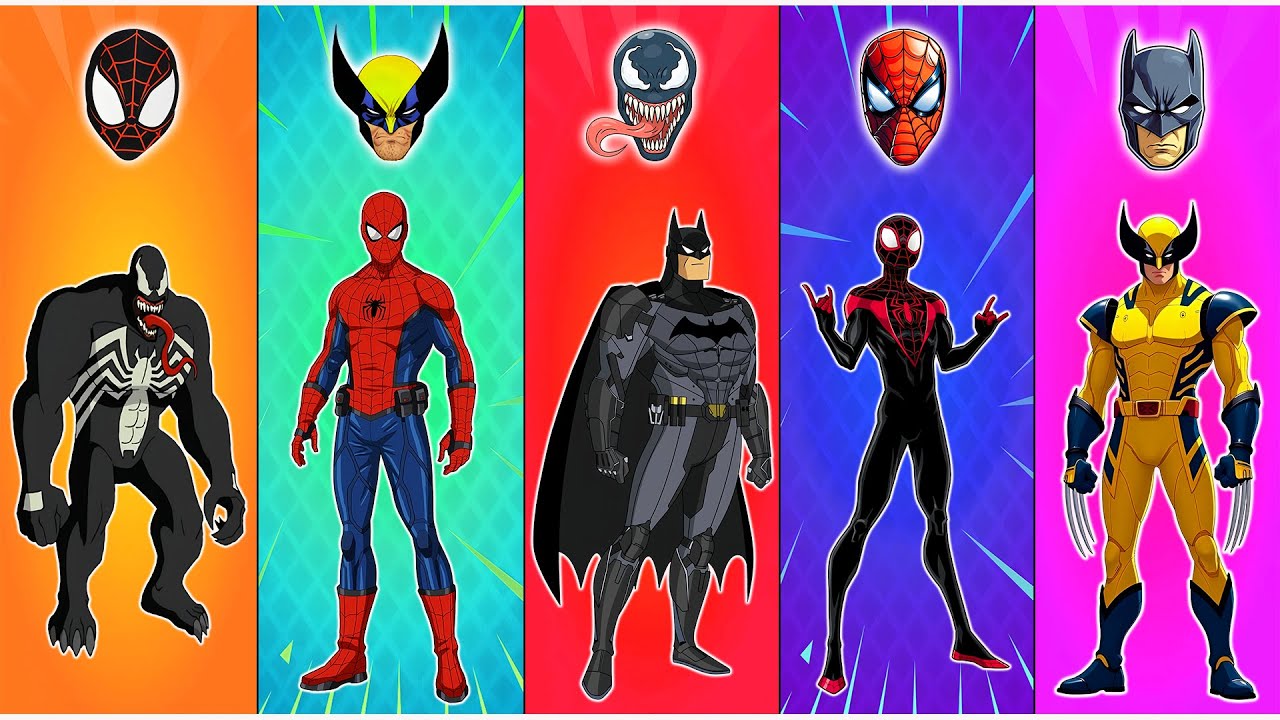 Can You Match These Superhero Faces? 🕷️💥 | Spider-Man, Venom, Batman, Wolverine & Miles Morales