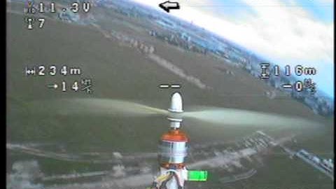 Flying multiritor hexacopter in first person view, 400m 55 km/h