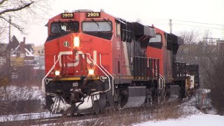 Nova Scotia 120 Chase! Long Stack Train CN 120 w/DPU Passing thru Amherst, NS