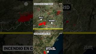 El MAPA de las zonas afectadas por los INCENDIOS en Ávila, MADRID y Castellón #shorts