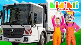 Die Kinder recyceln mit einem echten Müllwagen | Die Kinder spielen! ⛑ Kidibli