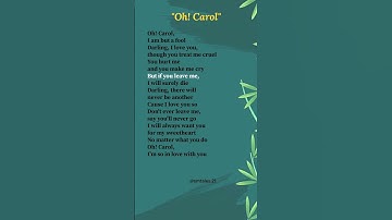Thumbnail of Oh! Carol lyrics (Verse-1) - ‪‪‪Neil Sedaka #lyrics #song #ohcarol #80smusic